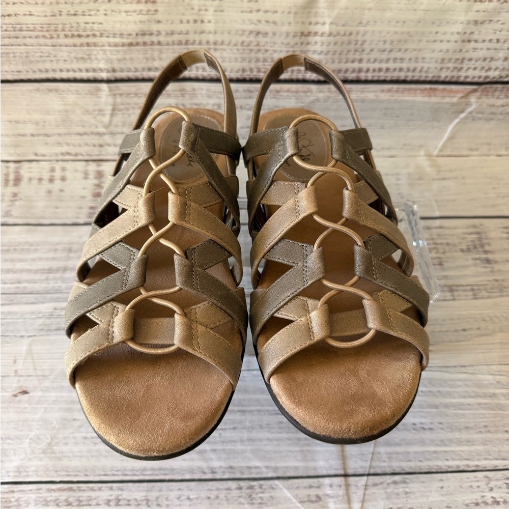 Life Stride Soft System “Behave” Bronze And Silver Slingback Sandals Size 8.5M